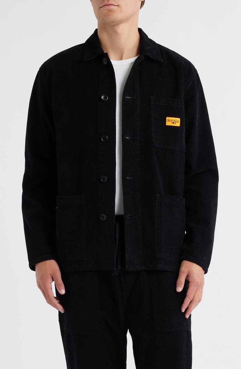 Service Works Organic Cotton Corduroy Button-Up Chore Coat, Main, color, Black