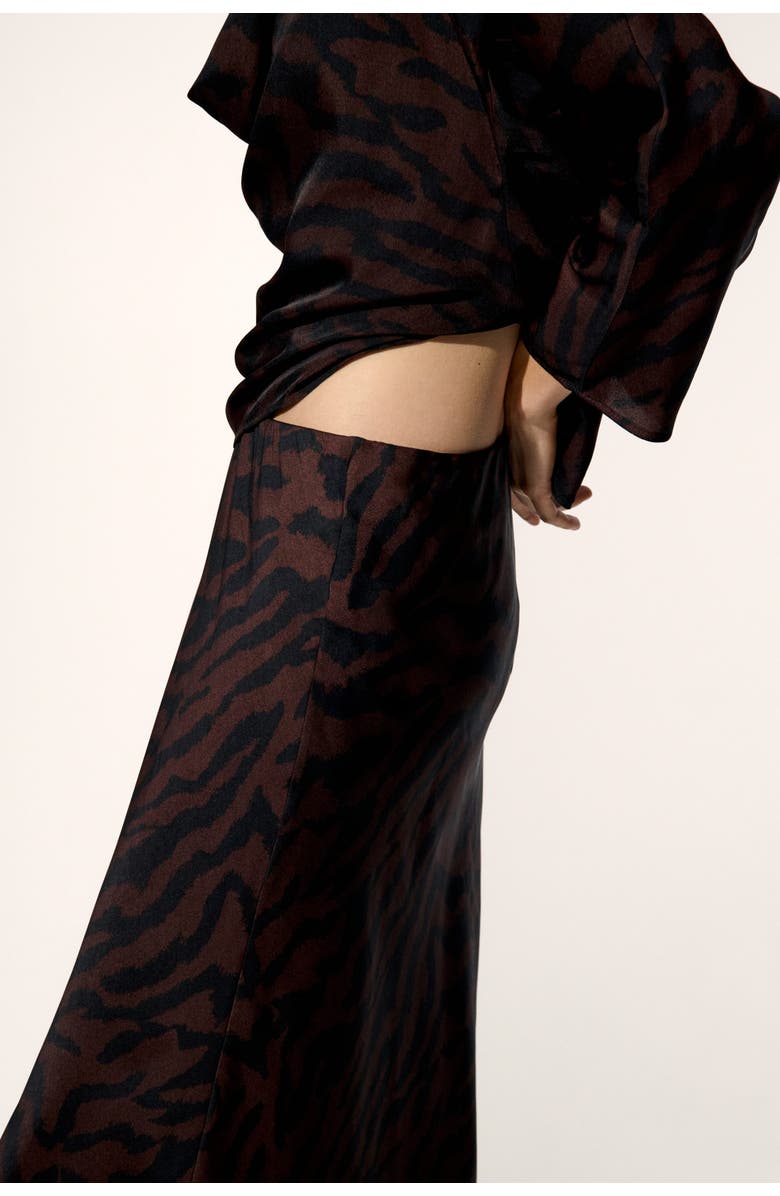 H&M Maxi Slip Skirt, Alternate, color, Dark Brown/Zebra Print
