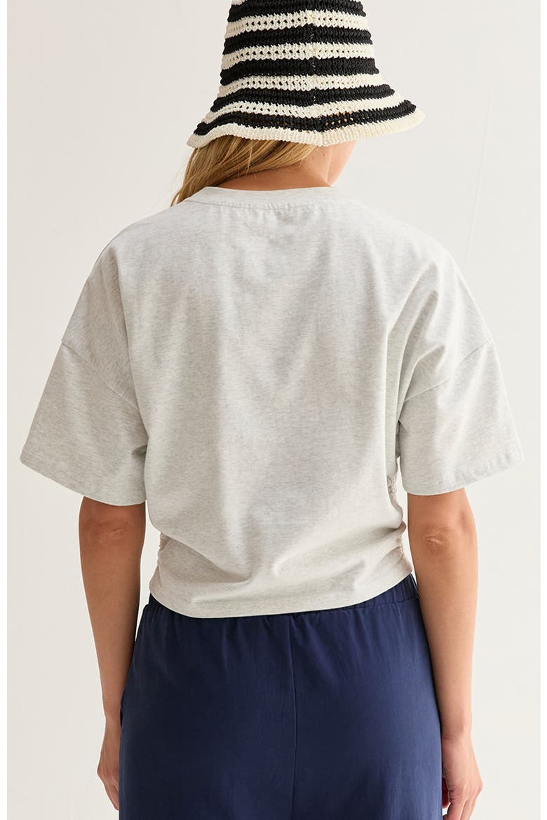 Semi Cropped Ruched Knit Top, Alternate, color, White Melange