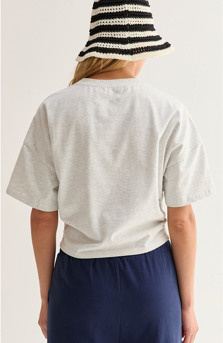 CRESCENT Semi Cropped Ruched Knit Top, Alternate, color, White Melange