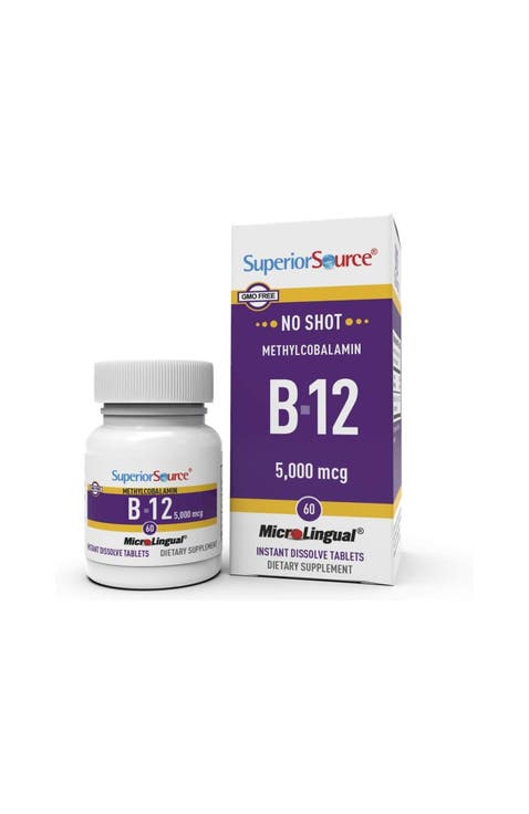 No Shot Vitamin B12 Methylcobalamin MicroLingual Tablets White