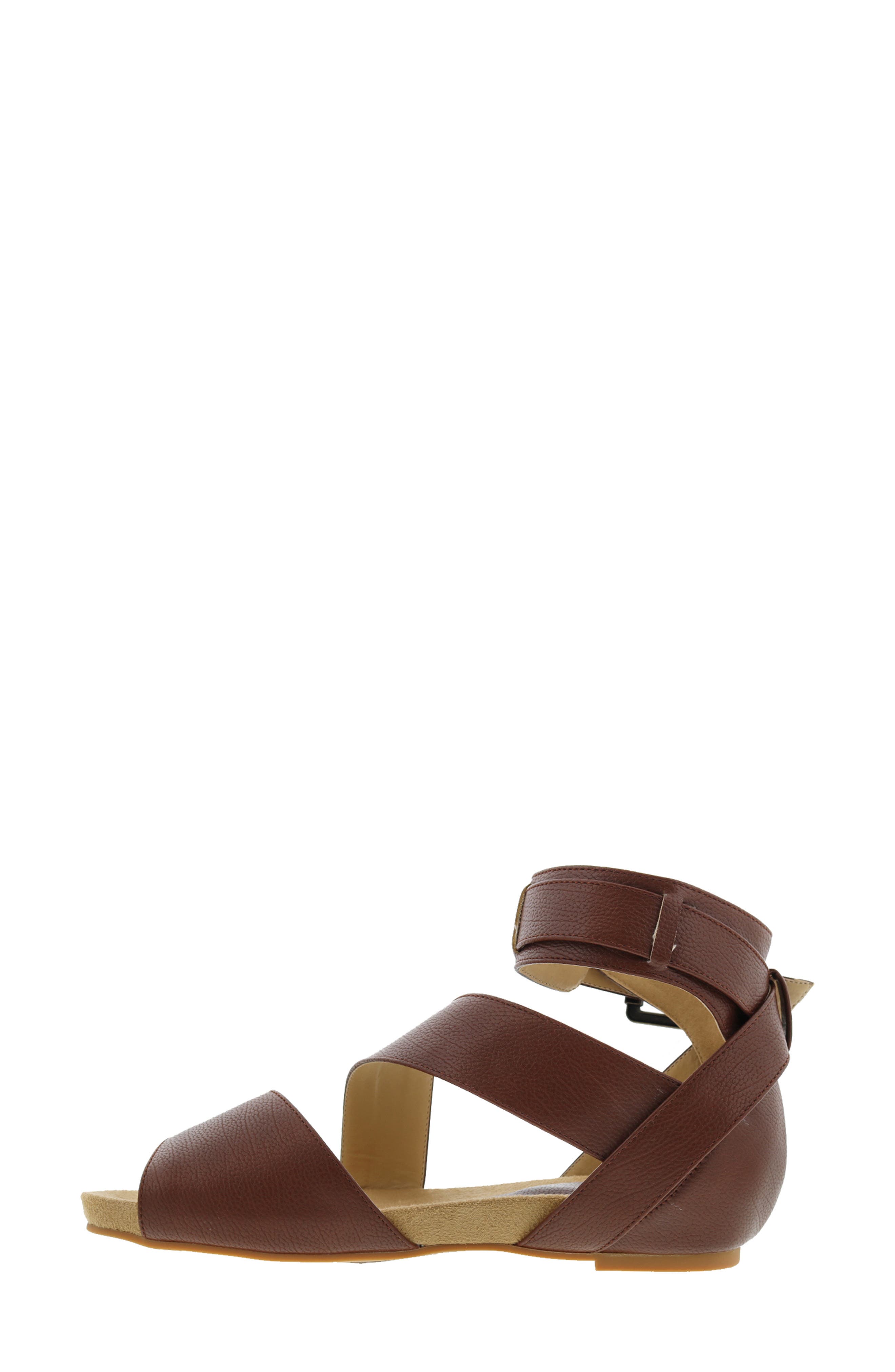 Nambi Ankle Strap Flat Sandal, Alternate, color, BROWN