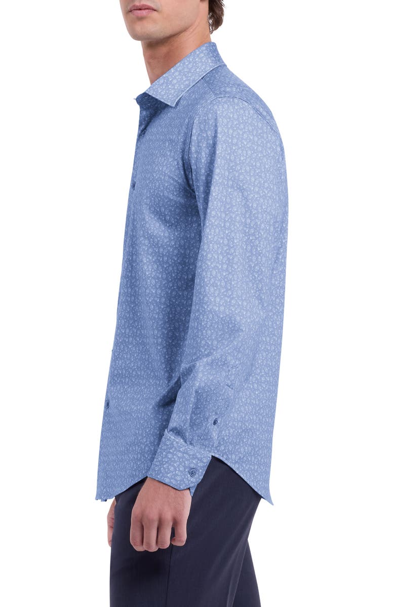 Bugatchi James OoohCotton<sup>®</sup> Cocktail Print Button-Up Shirt, Alternate, color, Steel