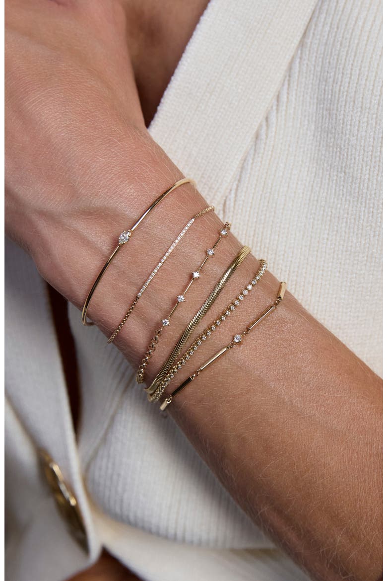 Prong Diamonds 14k Gold Diamond Dash Rolo Bracelet, Alternate, color, 14K YELLOW GOLD