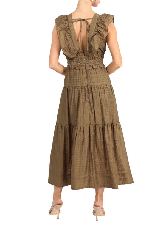 Shop Adelyn Rae Ennie Textured Tiered Midi Dress In Coffee