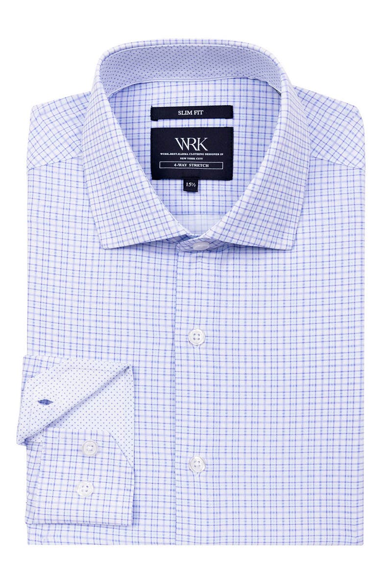 W.R.K Slim Fit Microcheck Performance Dress Shirt, Alternate, color, White/ Purple