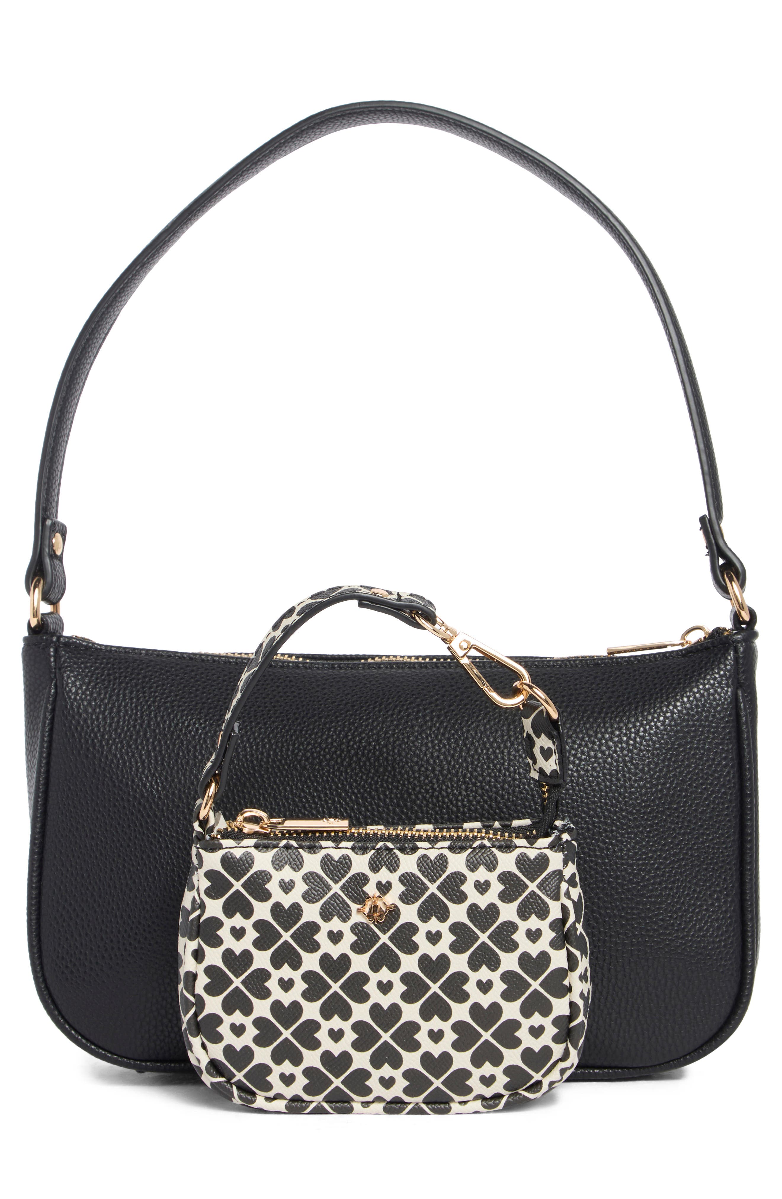 Nanette Lepore Jennah Baguette Shoulder Bag, Alternate, color, Black - Heart Geo Black