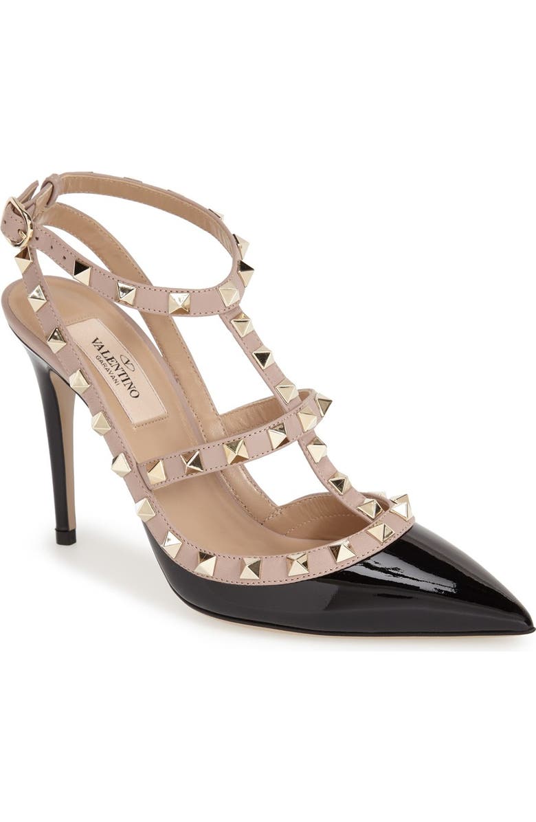 Valentino Garavani Rockstud Pointed Toe T-Strap Pump, Main, color,