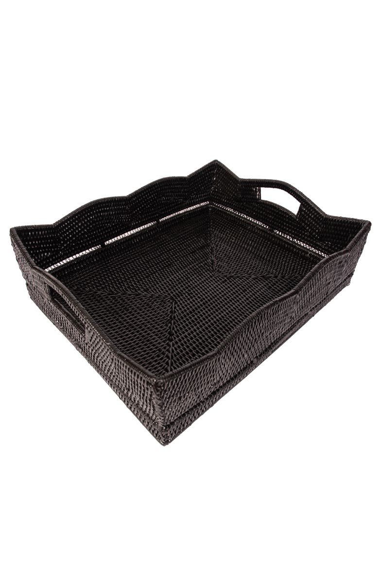 Artifacts Trading Company<sup>™</sup> Artifacts Rattan Scallop Collection Shelf Basket, Alternate, color, Tudor Black