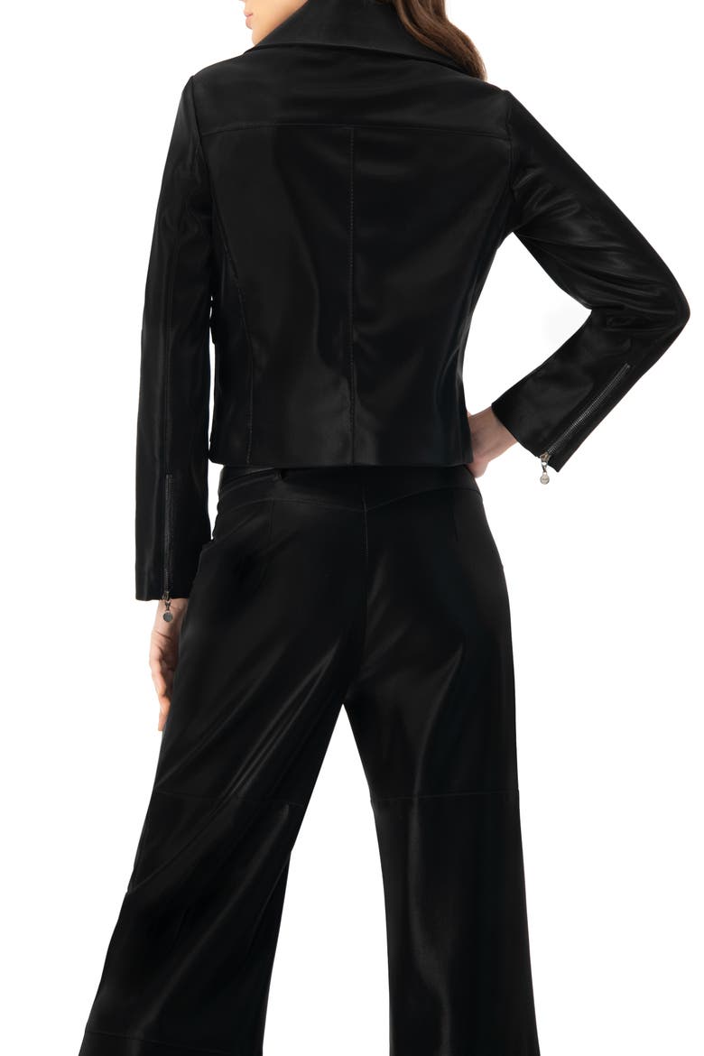High Shine Biker Jacket, Alternate, color, Black