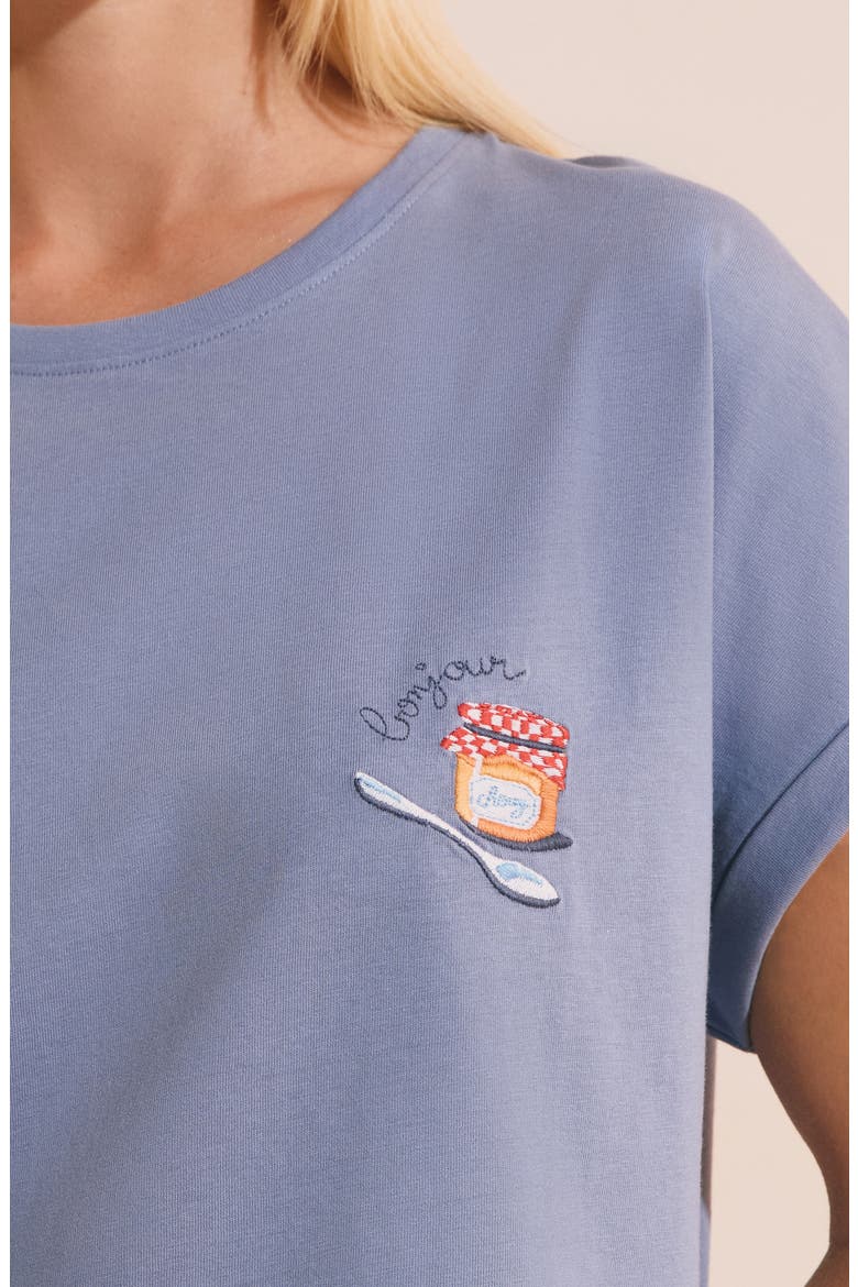 Brioche Cotton Jersey Sleep Shirt, Alternate, color, BLUE