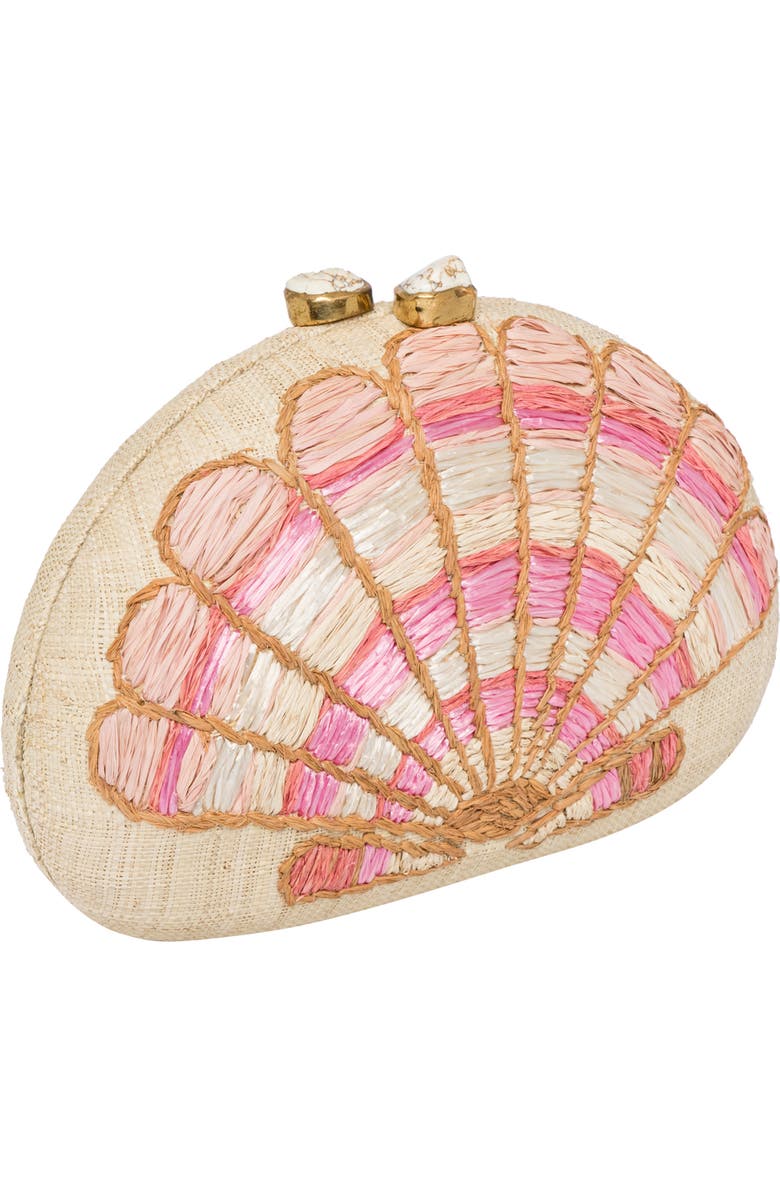 Rafe New York Berna Dome Clutch, Alternate, color, Natural / Coral