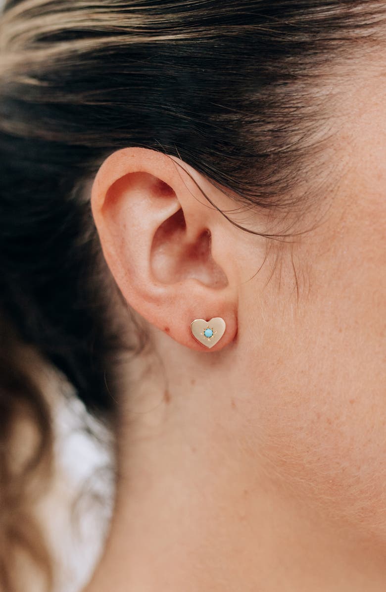 Anzie Love Letter Turquoise Heart Stud Earrings, Alternate, color, Turquoise