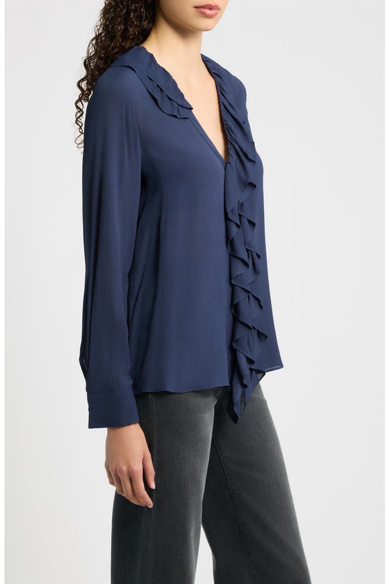 Dancing Ruffle V-Neck Top, Alternate, color, NAVY
