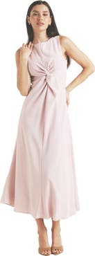 Six Stories Daphne Knot Detail Sleeveless Midi Dress