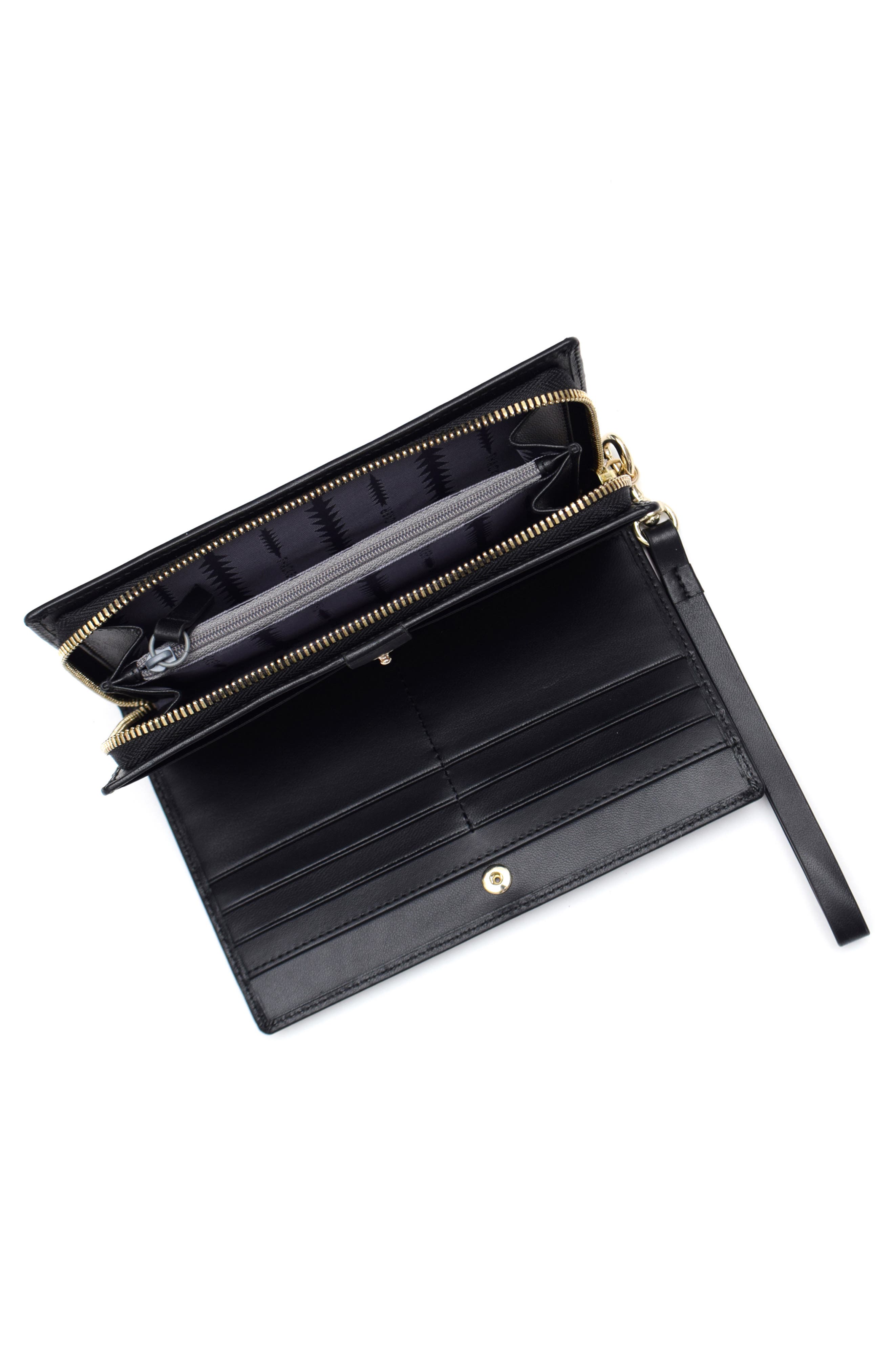 Thacker Daisy Large Zip Around Wristlet Wallet, Alternate, color, Black