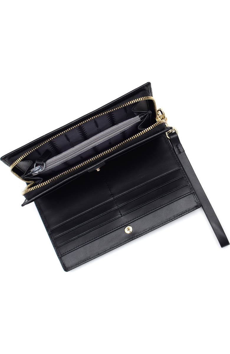 Thacker Daisy Large Zip Around Wristlet Wallet, Alternate, color, Black
