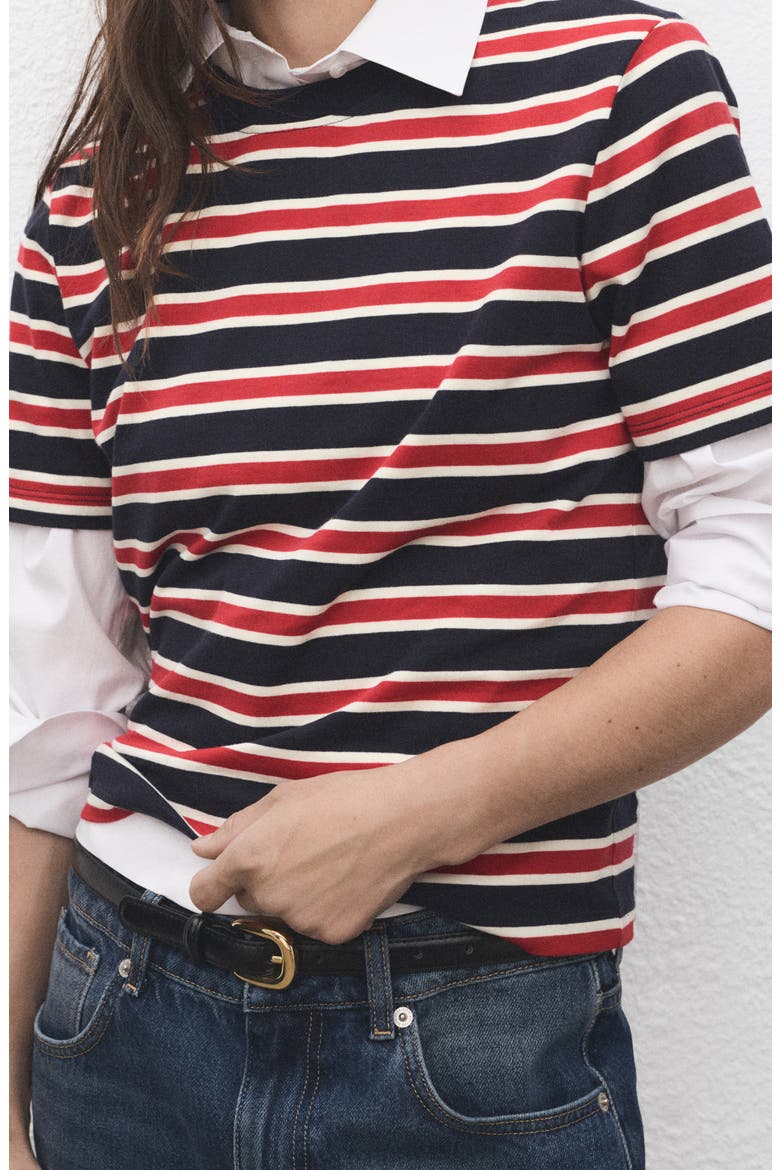Stripe Cotton T-Shirt, Alternate, color, NAVY