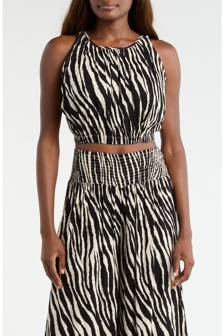 Sleeveless Crop Cover-Up Top, Main, color, BLACK ZEBRA