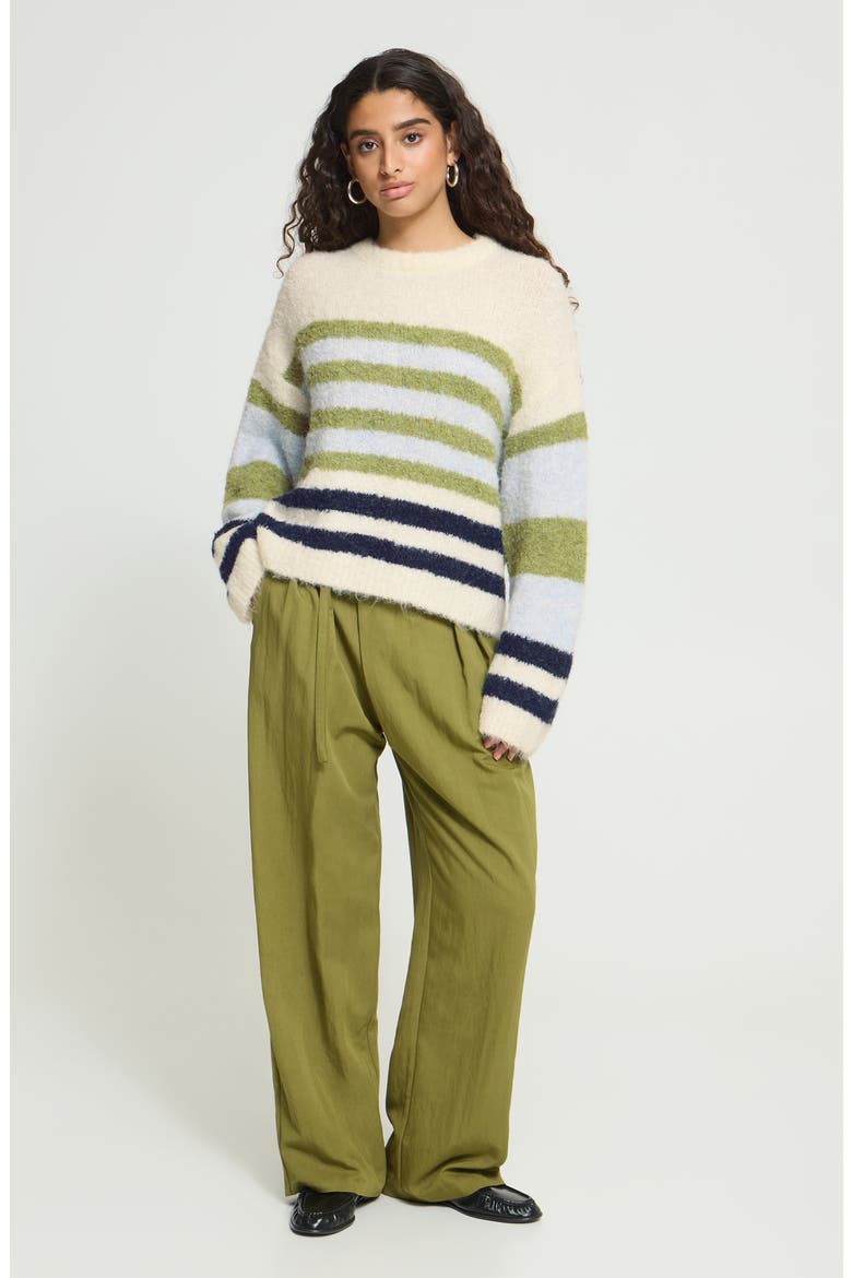 Striped Crewneck Sweater, Alternate, color, BIRCH BLUE