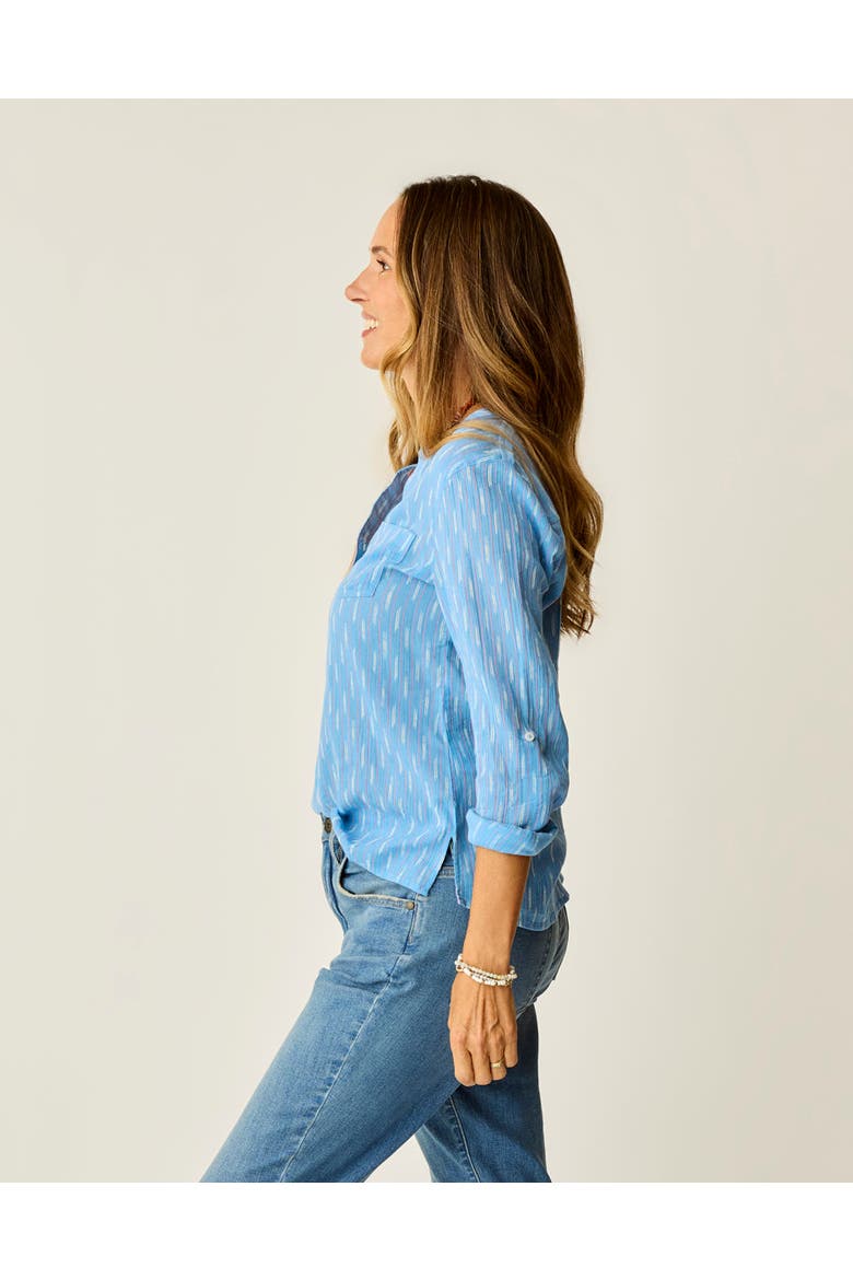 Dylan Gauze Shirt, Alternate, color, Capri Ikat