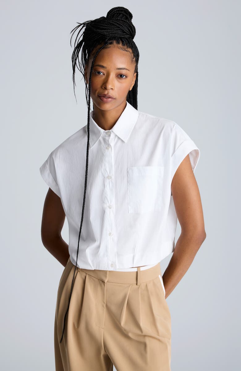 Kenneth Cole Drop Shoulder Crop Button-Up Shirt, Alternate, color,