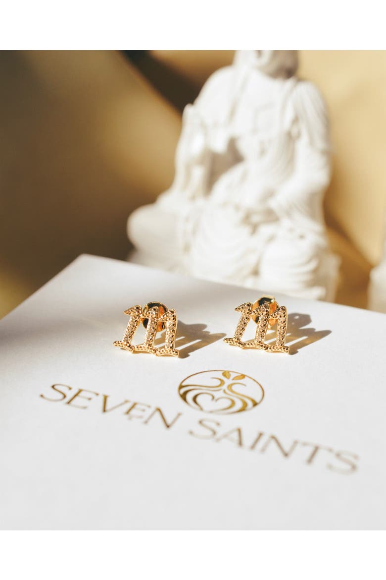 111 Angel Number Manifestation Stud Earrings, Alternate, color, Rose
