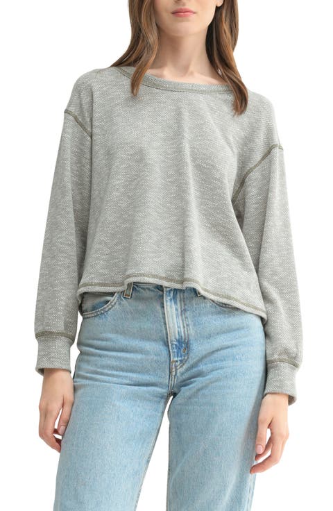 Contrast Stitch Long Sleeve Knit Top