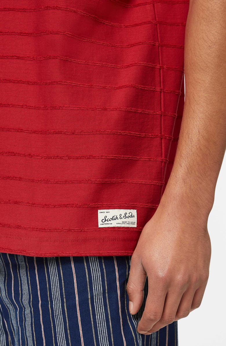 Scotch & Soda Relaxed Fit Striped Cotton T-Shirt, Alternate, color, Roadside Red