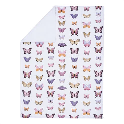 Lambs & Ivy Butterfly Dreams Ultra-soft Fleece/faux Shearling Baby Blanket In Multi