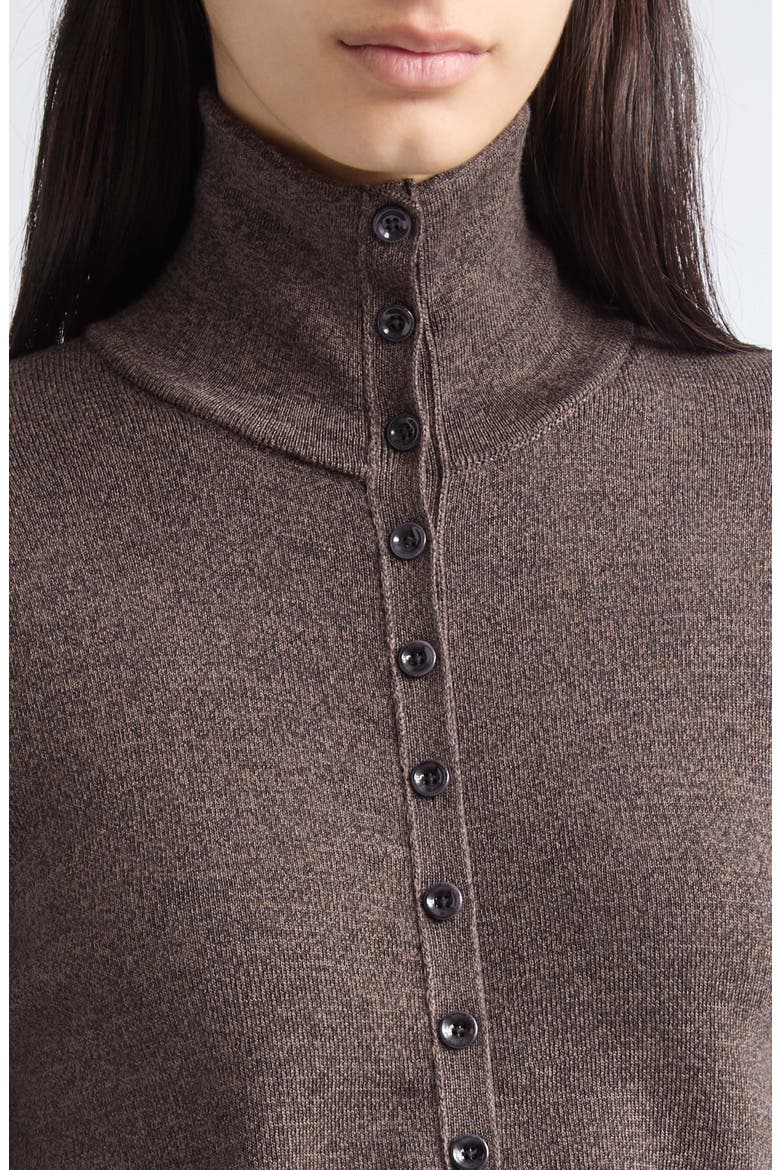 Merino Wool Mock Neck Cardigan, Alternate, color, ECORCE MELANGE
