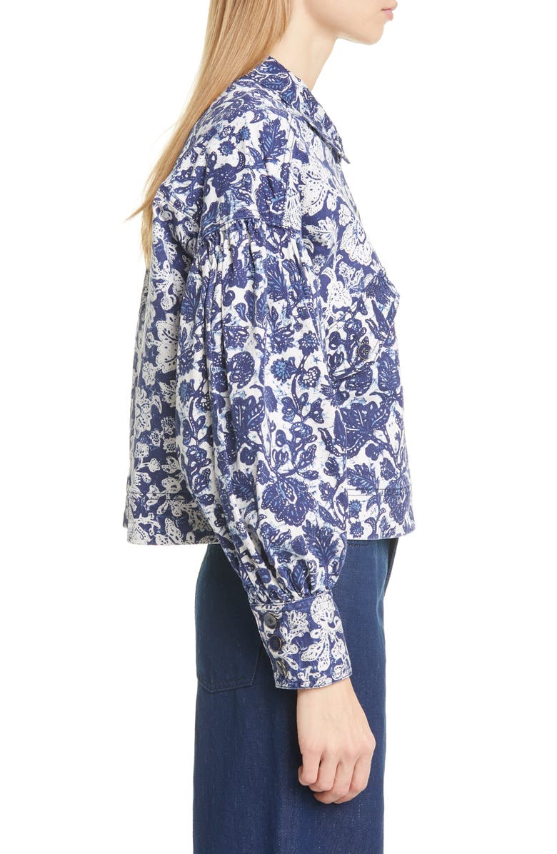 Ulla Johnson Griffin Floral Denim Jacket, Alternate, color, 