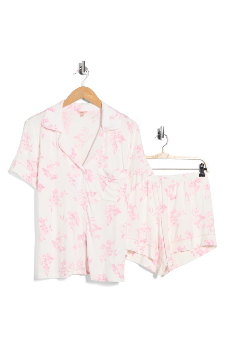 Eberjey Gisele Floral Jersey Short Pajamas, Alternate, color, Rose Garden Cameo /Pale Pink