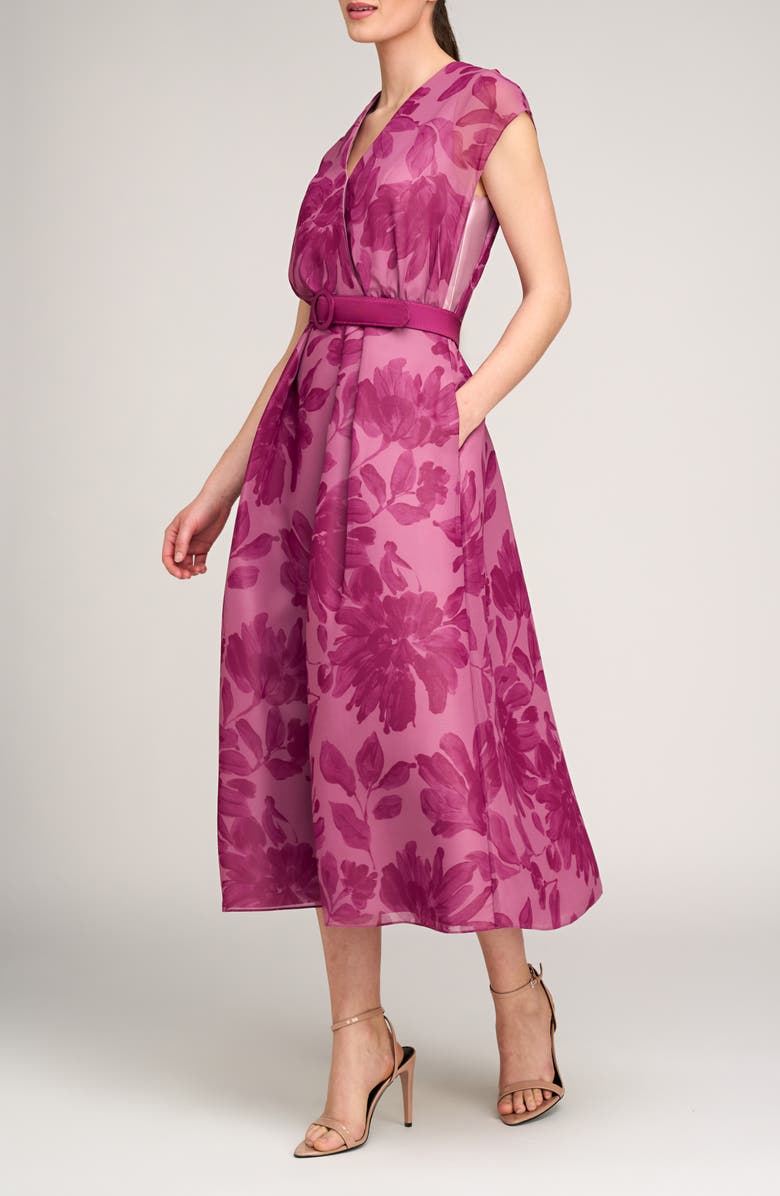 Kay Unger Brigid Floral Belted Cocktail Dress, Alternate, color, 