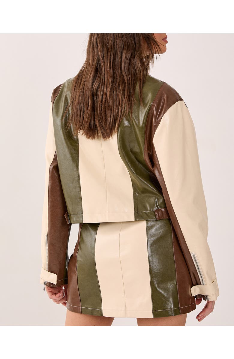 NASTY GAL Panelled Faux Leather Biker Jacket, Alternate, color, Cream