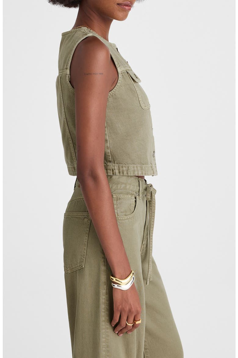 Crop Denim Vest, Alternate, color, SAGEBRUSH