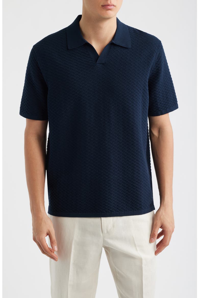 Paul Textured Organic Cotton Knit Polo, Main, color, NAVY BLUE
