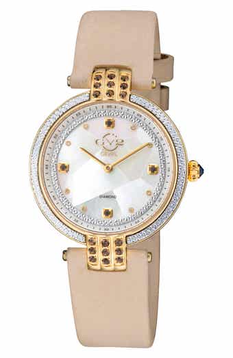 GV2 Matera Gemstone Diamond Suede Strap Watch, 35 mm - 0.038ct.