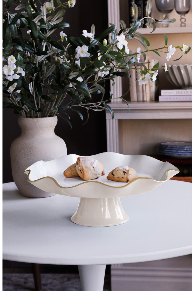 Encanto Carola Pedestal Cake Plate, Alternate, color, Cream and White