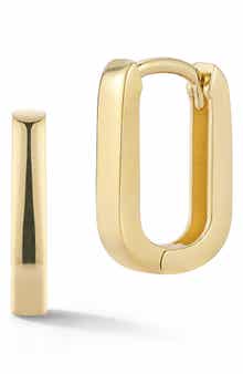 Ember Fine Jewelry 14K Yellow Gold Oval Huggie Hoop Earrings
