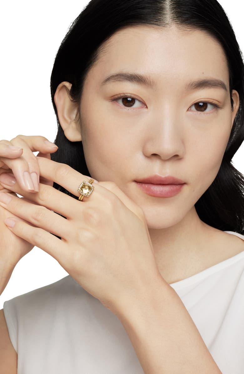 David Yurman Châtelaine Pavé Bezel Ring with Diamonds in 18K Gold, 9mm, Alternate, color, 