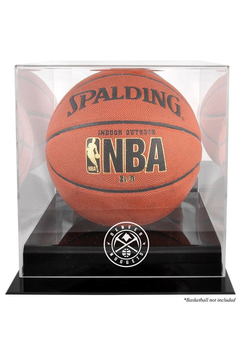 Denver Nuggets Black Base Team Logo Basketball Display Case with Mirrored Back, Main, color, Black