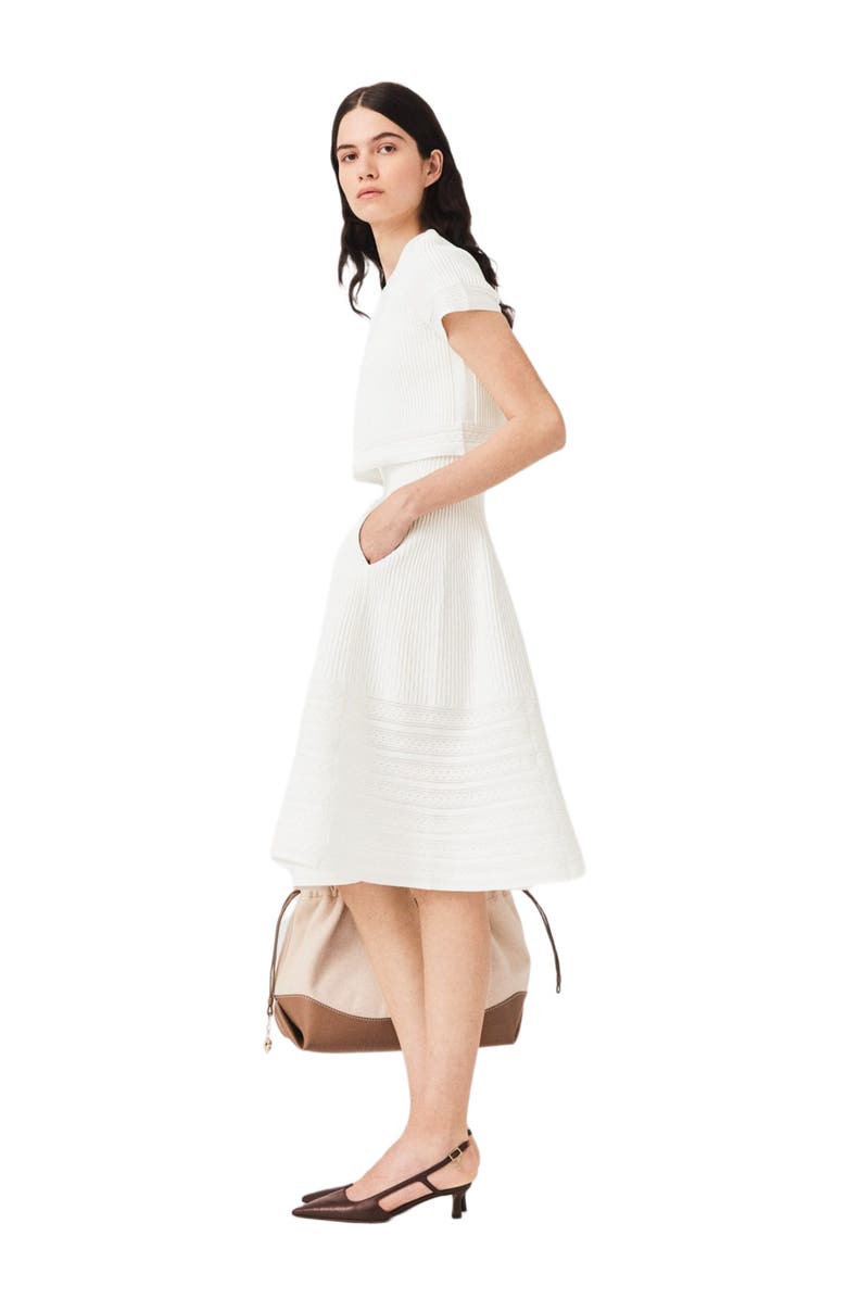 maje Short-sleeved cardigan, Alternate, color, White