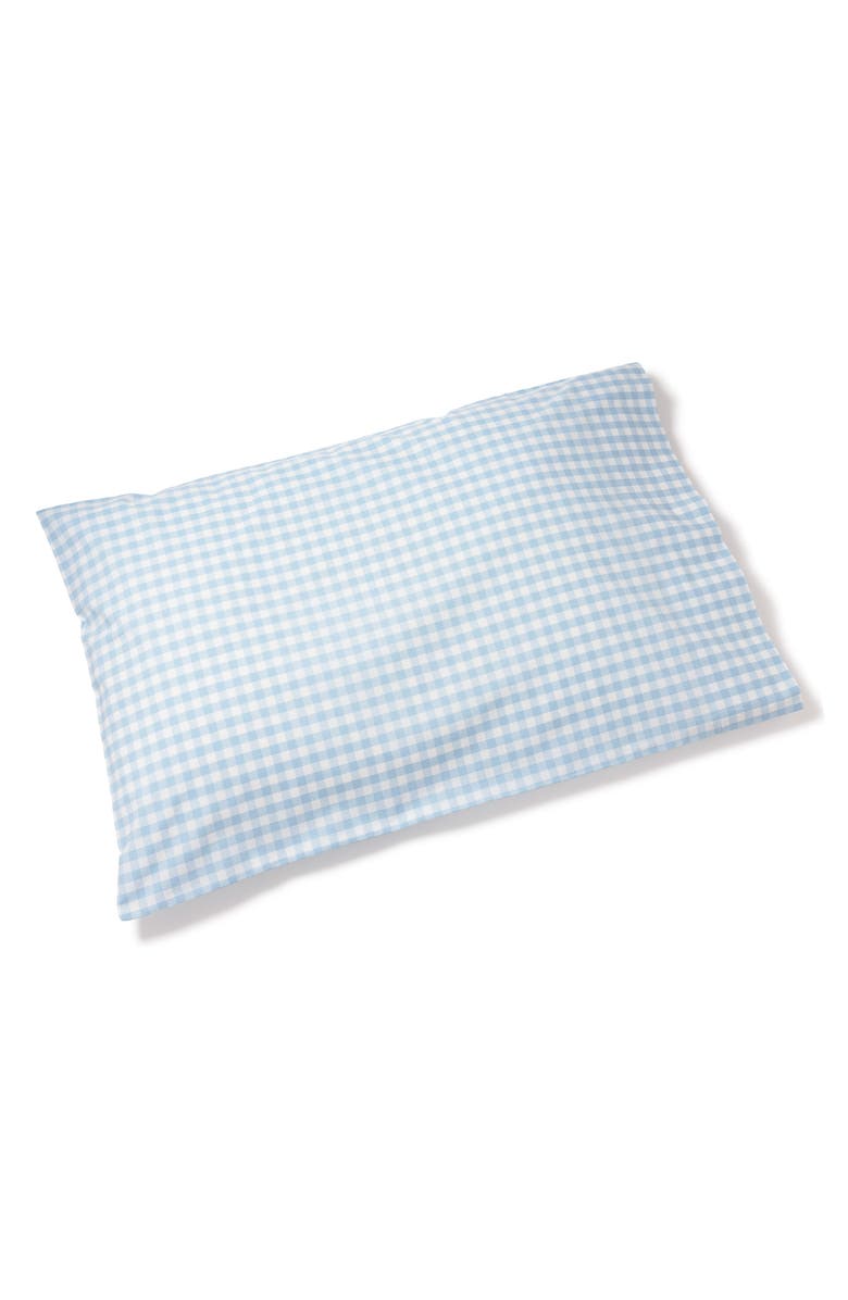 Petite Plume Light Blue Gingham Set of 2 Cotton Percale Pillowcases, Main, color, Blue
