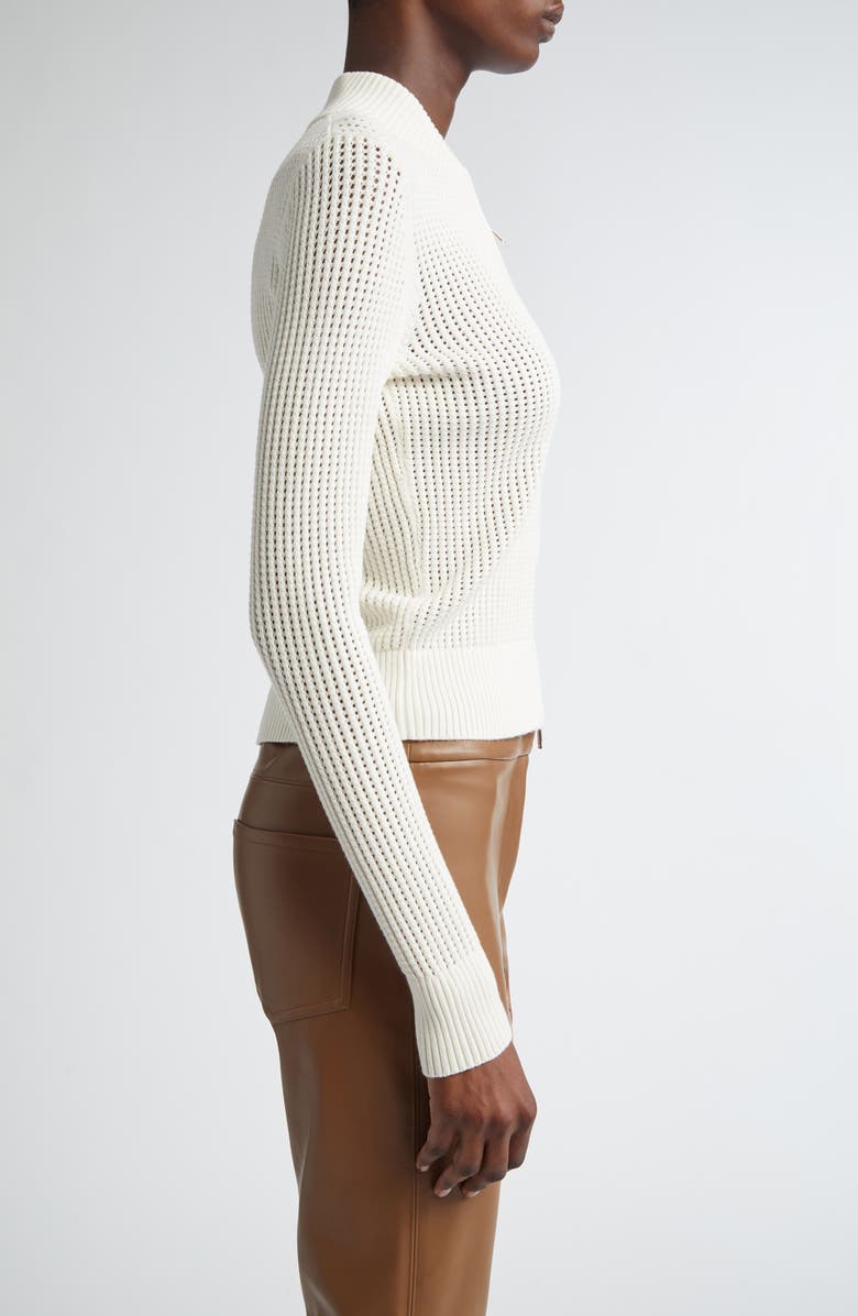 Max Mara Studio Cobalto Waffle Knit Zip Front Cardigan, Alternate, color, 