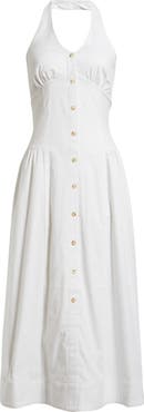 Bernardo Linen Blend Halter Maxi Dress