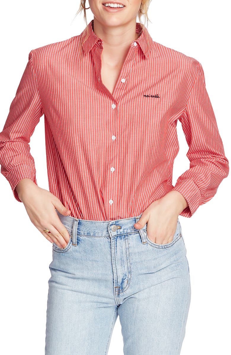 Court & Rowe Preppy Embroidered Stripe Shirt, Main, color,