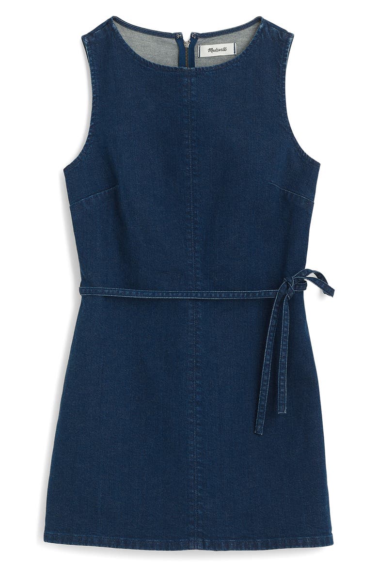 Boat Neck Denim Skort Romper, Main, color, NOSTALGIC BLUE
