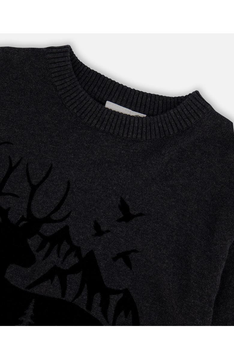 Deux par Deux Boy's Sweater With Deer Flocking Dark Gray, Alternate, color, 
