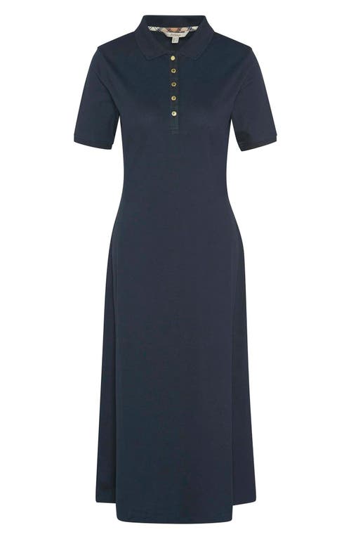 Barbour Celeste Stretch Cotton Piqué Polo Midi Dress In Navy